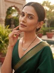 Premium Gold-Toned Zircon AD Stone Mangalsutra With Matching Earrings