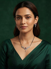 Premium American Diamond Mangalsutra With Matching Earrings