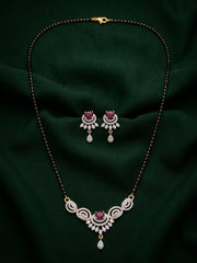 Premium American Diamond Mangalsutra With Matching Earrings