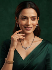 Premium American Diamond Mangalsutra With Matching Earrings