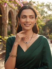 Premium American Diamond Mangalsutra With Matching Earrings