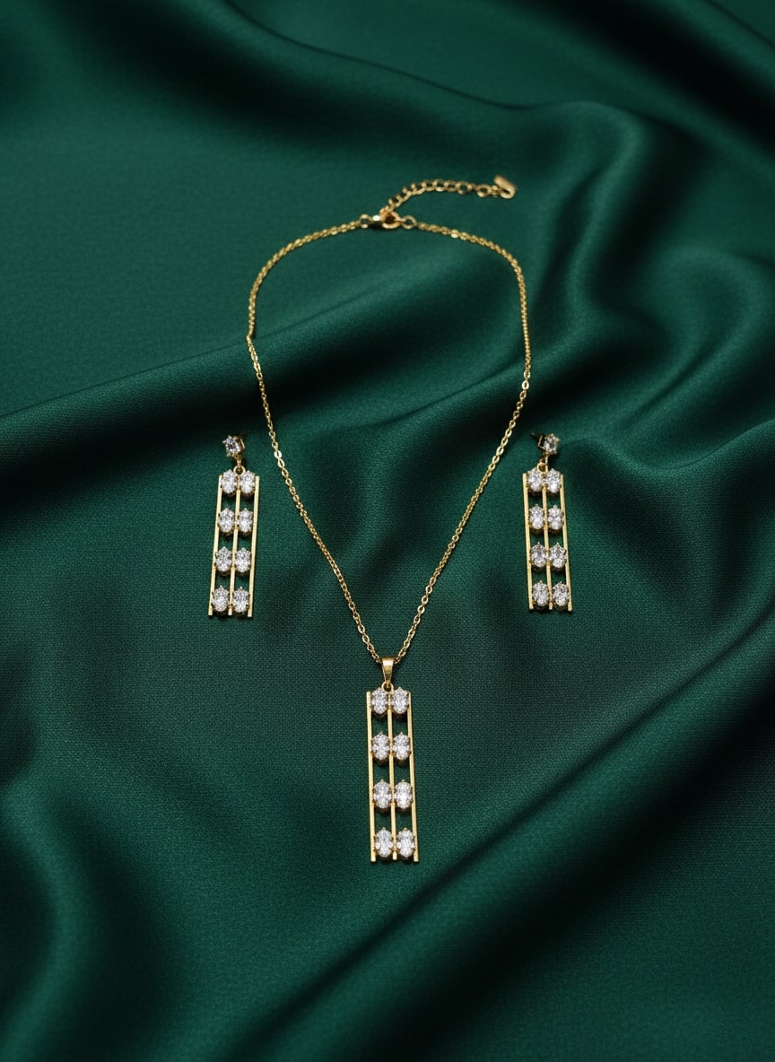 Artificial Stones Pendant Set with Earrings