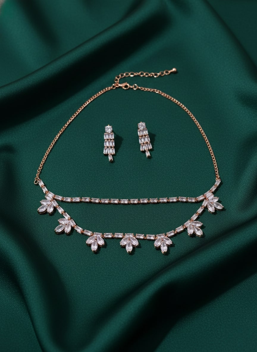 Fancy Artificial Stones Studded Layered Necklace