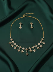 Fancy Artificial Stone Necklace With Earrings