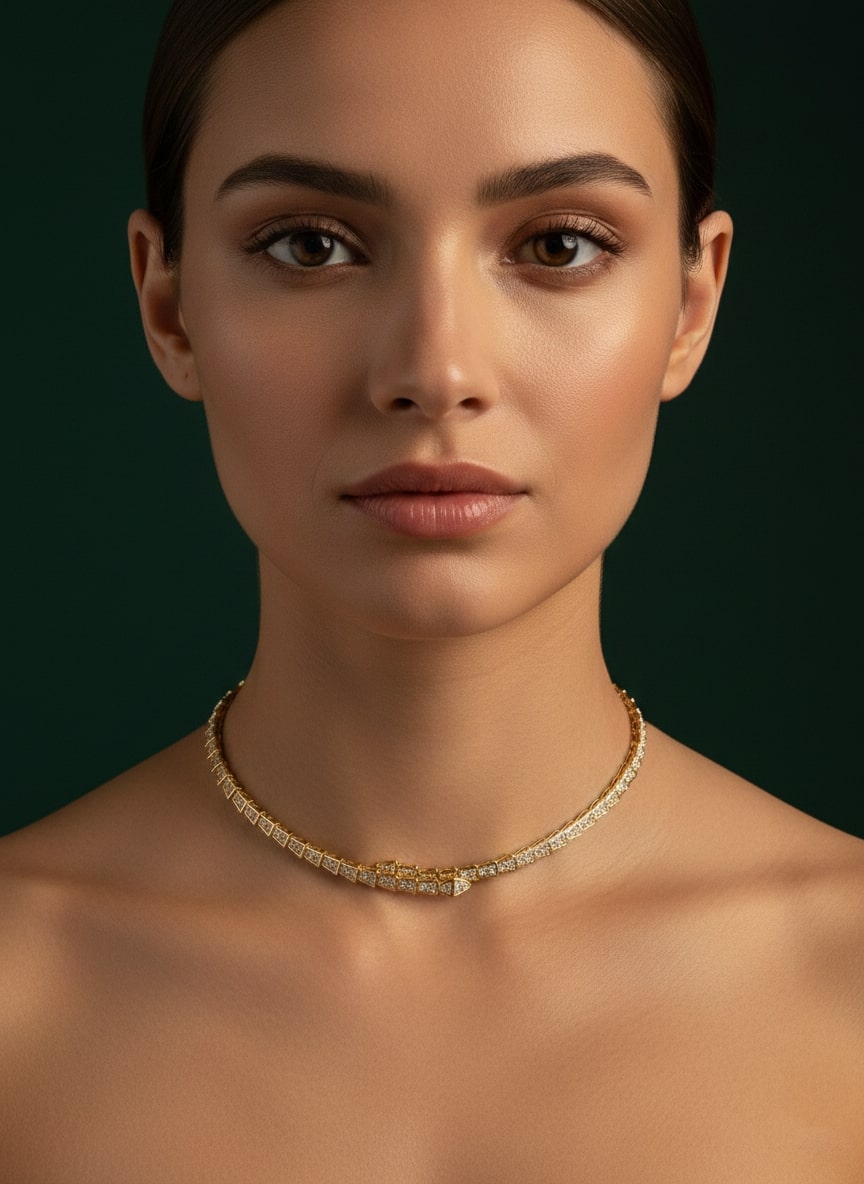 Unique American Diamonds Snake Design Choker Necklace