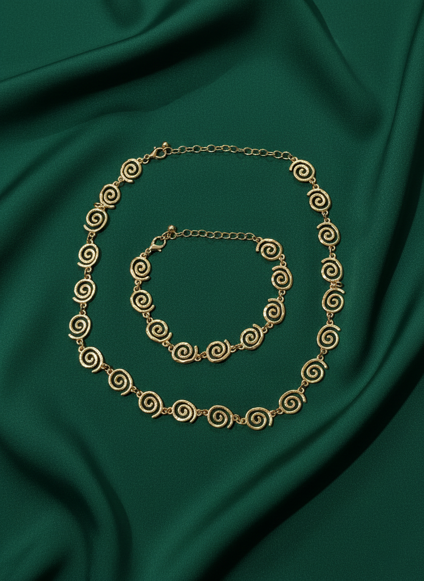 Unique Circular Shape Necklace With Bracelet