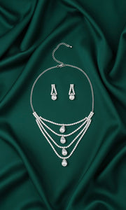 Women Layered Daimond Necklace With Earings