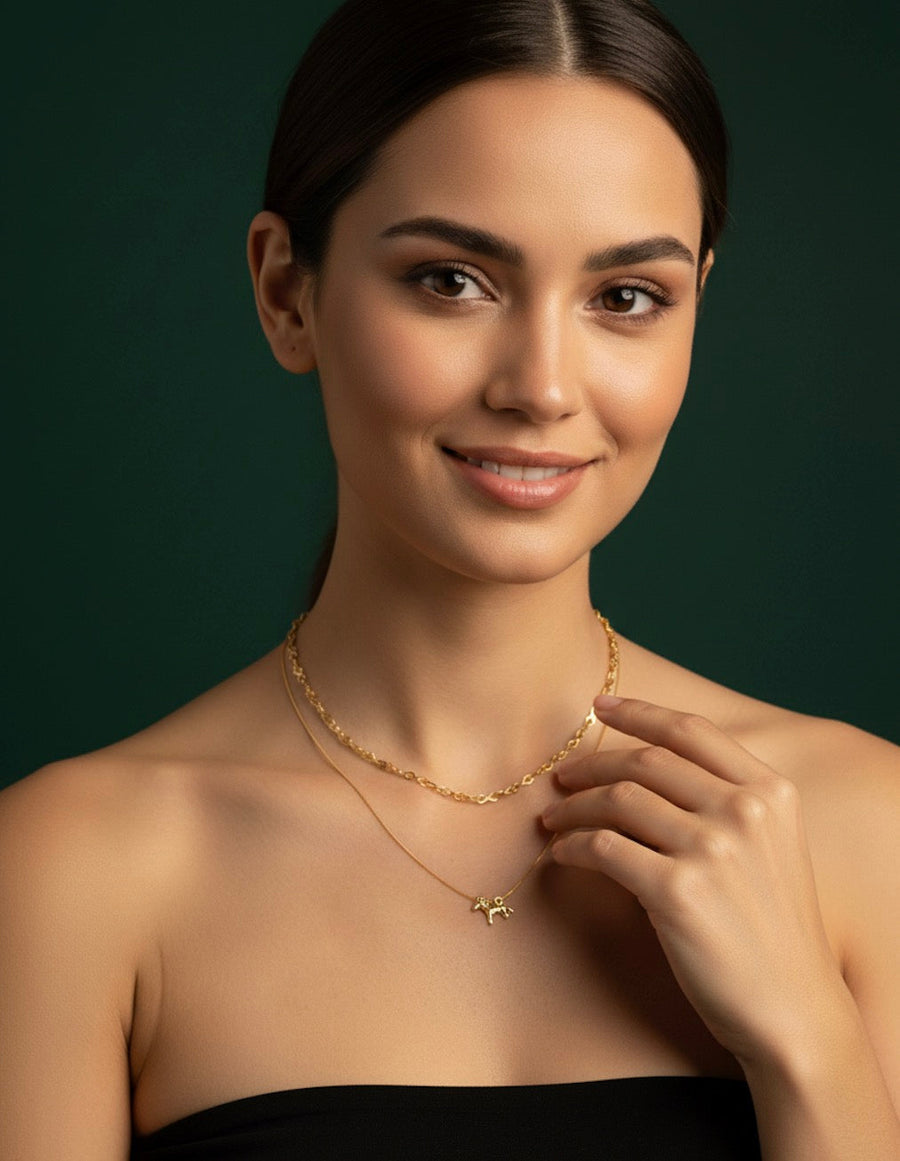 Gold Plated Mini Pandent Layered Necklace