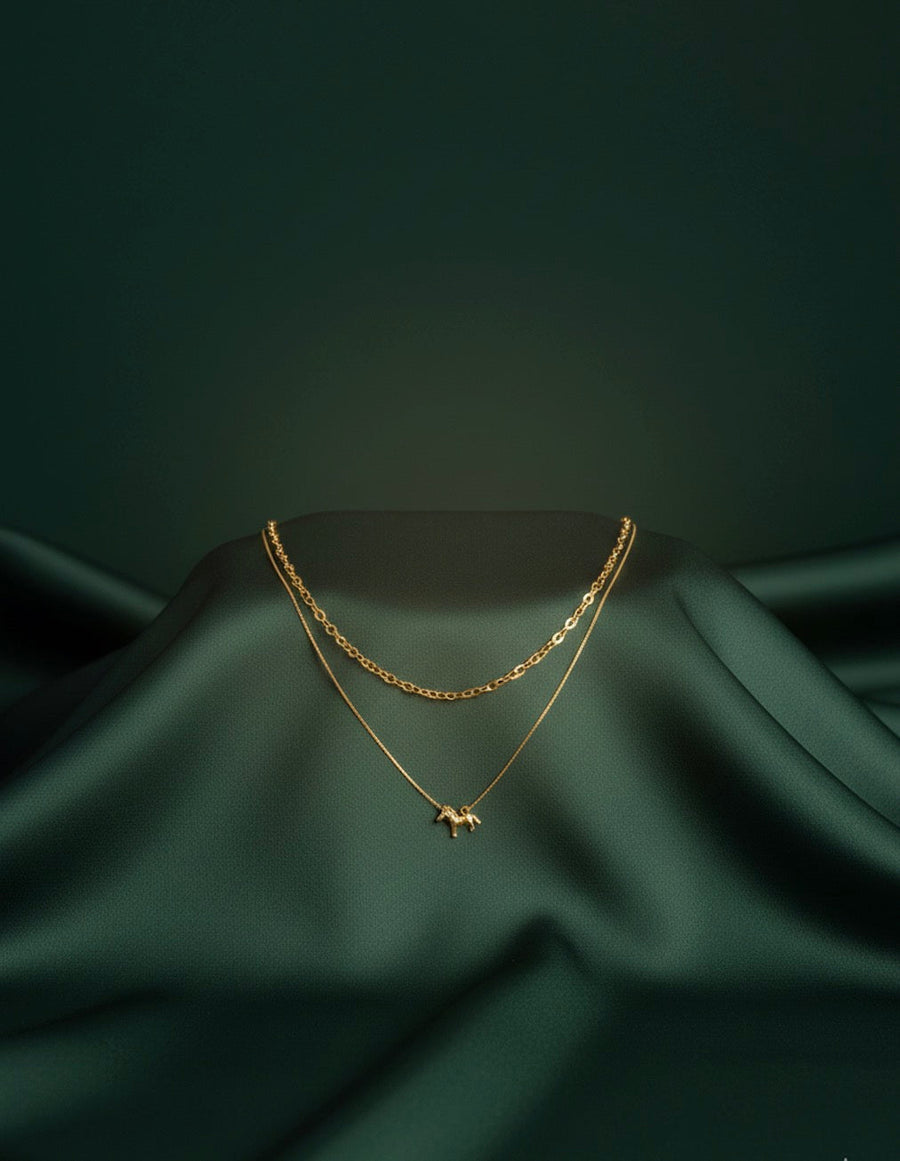 Gold Plated Mini Pandent Layered Necklace