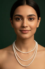 Women Pearl Three Layered Necklace