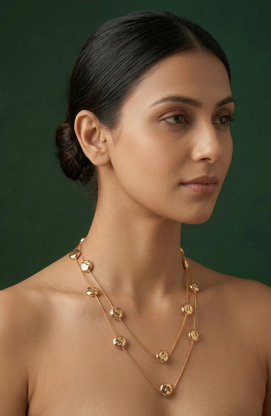 Women Gold Artistic Contemporary Statement Necklace