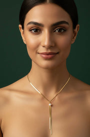 Gold Plated Dangling Lariat Necklace