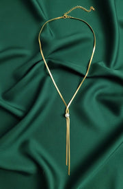 Gold Plated Dangling Lariat Necklace