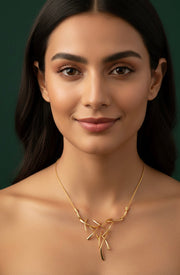 Women Gold Artistic Contemporary Statement Necklace