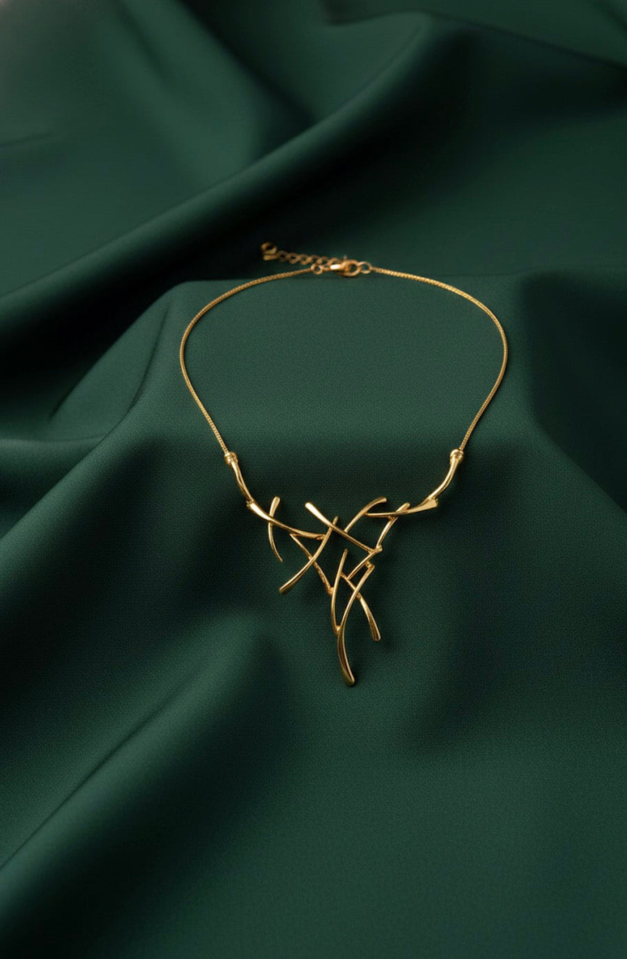 Women Gold Artistic Contemporary Statement Necklace