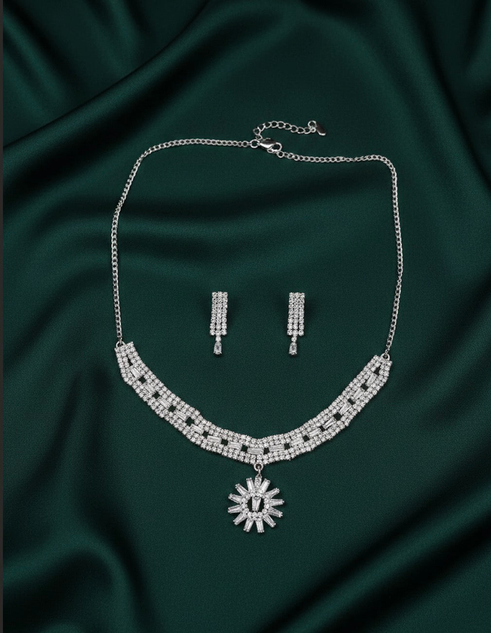 American Diamond Necklace With Earrings