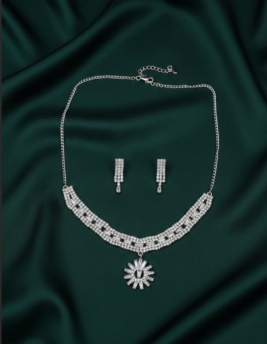 American Diamond Necklace With Earrings