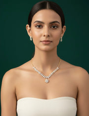 American Diamond Necklace With Earrings