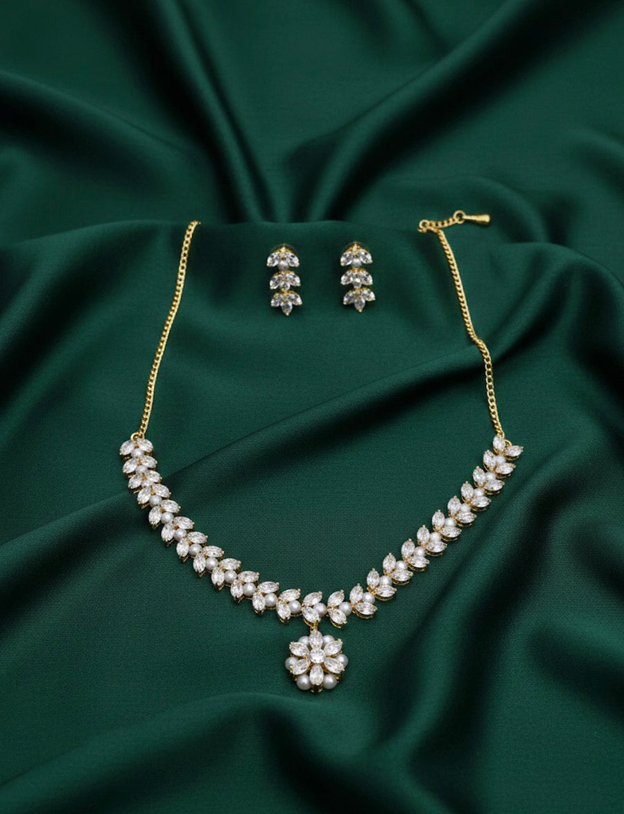 American Diamond Necklace With Earrings