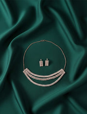American Diamond Layered Necklace With Earrings