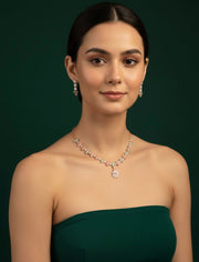 Rose Gold Plated Necklace With Earrings