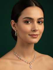 Rose Gold Plated Necklace With Earrings