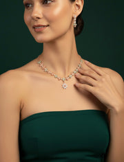 Rose Gold Plated Necklace With Earrings