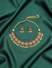 Golden Trendy Lotus Necklace with Earrings