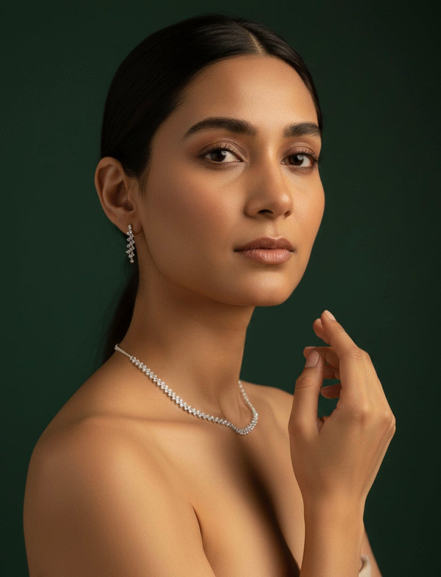 American Diamond Necklace With Earrings