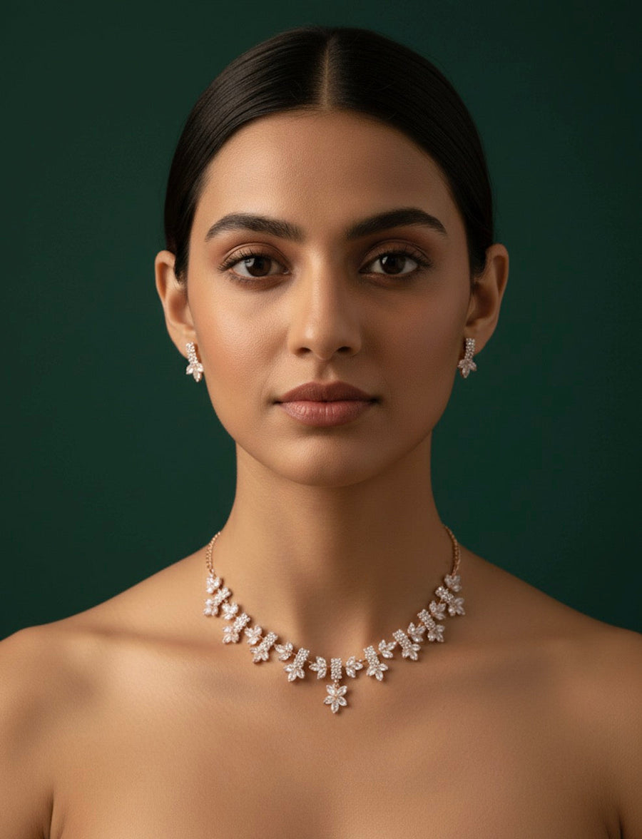 American Diamond Necklace With Earrings