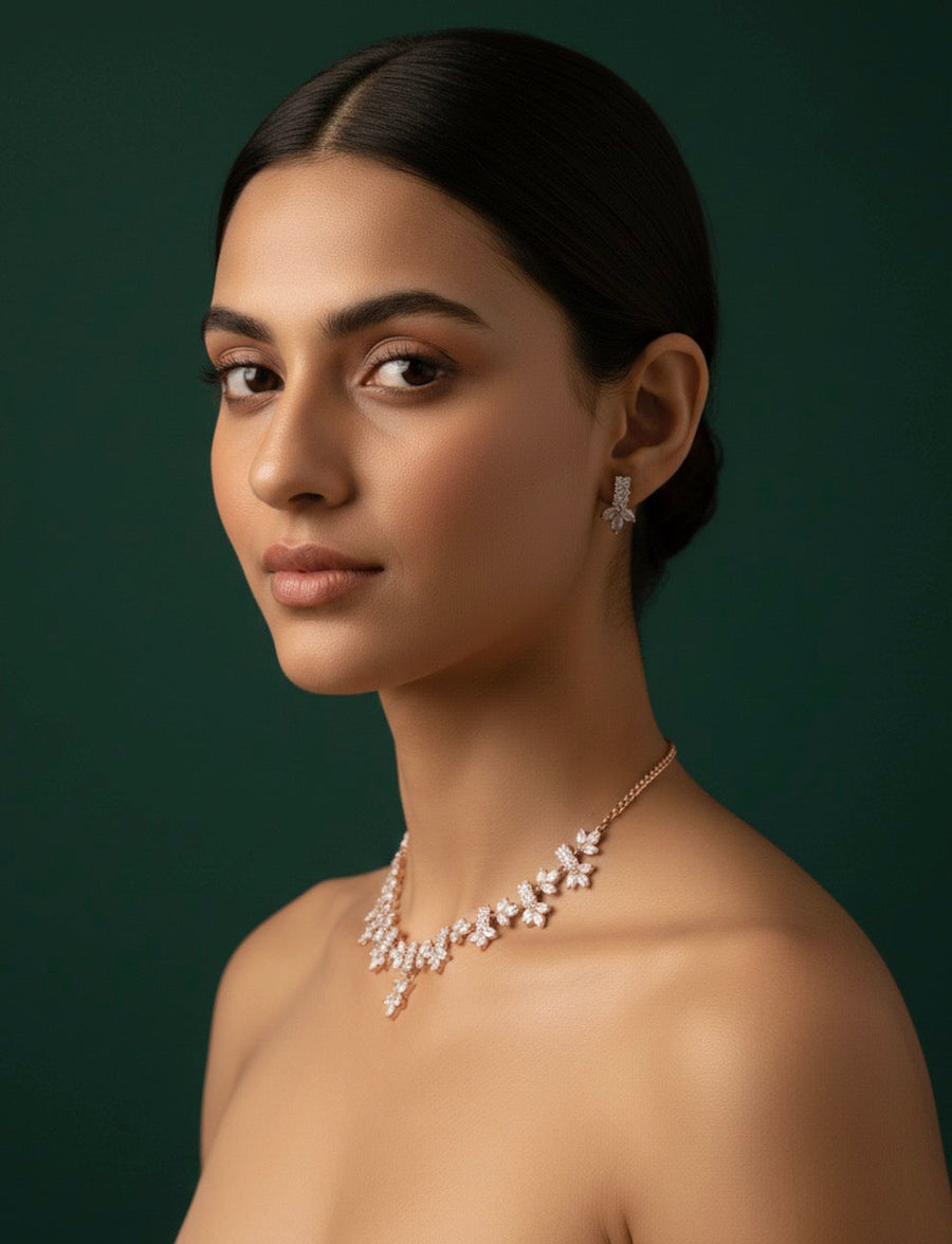 American Diamond Necklace With Earrings