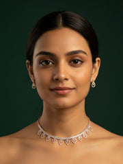American Diamond Necklace With Earrings