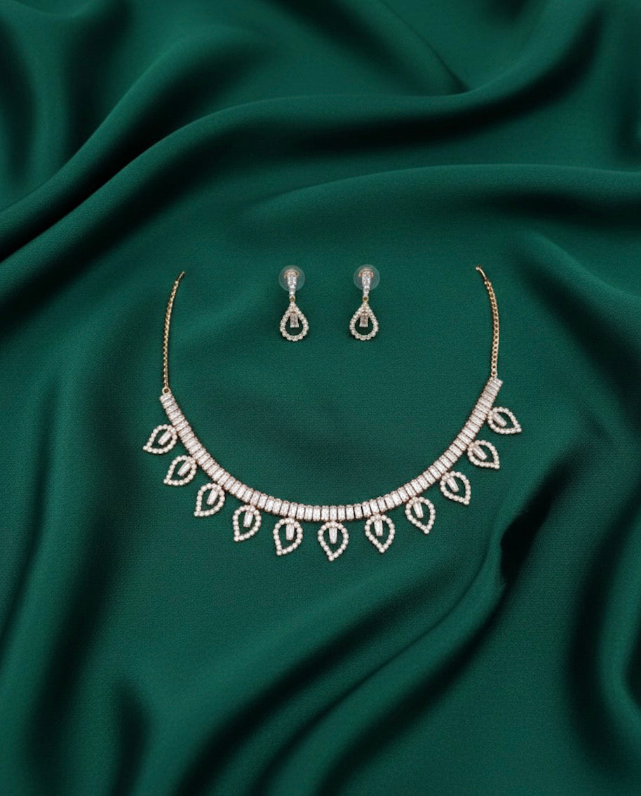 American Diamond Necklace With Earrings