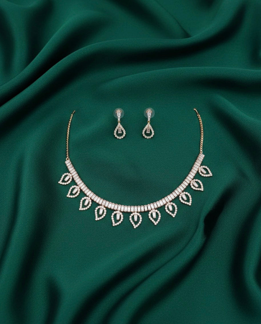 American Diamond Necklace With Earrings