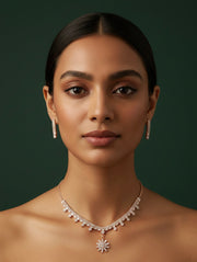 American Diamond Necklace With Earrings