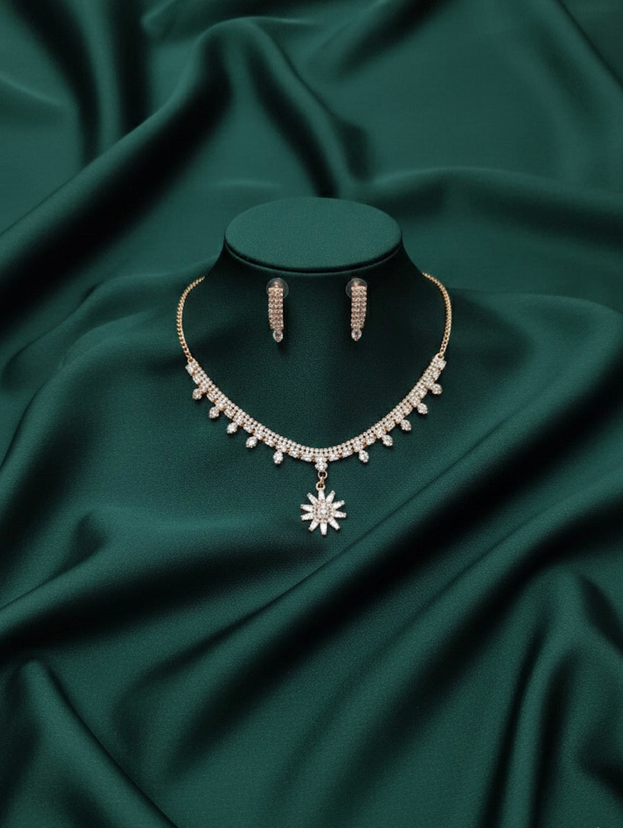 American Diamond Necklace With Earrings