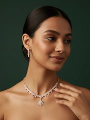 American Diamond Necklace With Earrings