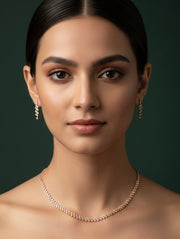 Elegant Rose Gold Plated Necklace With Earrings
