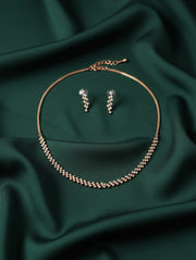 Elegant Rose Gold Plated Necklace With Earrings