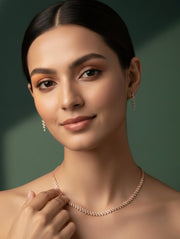 Elegant Rose Gold Plated Necklace With Earrings