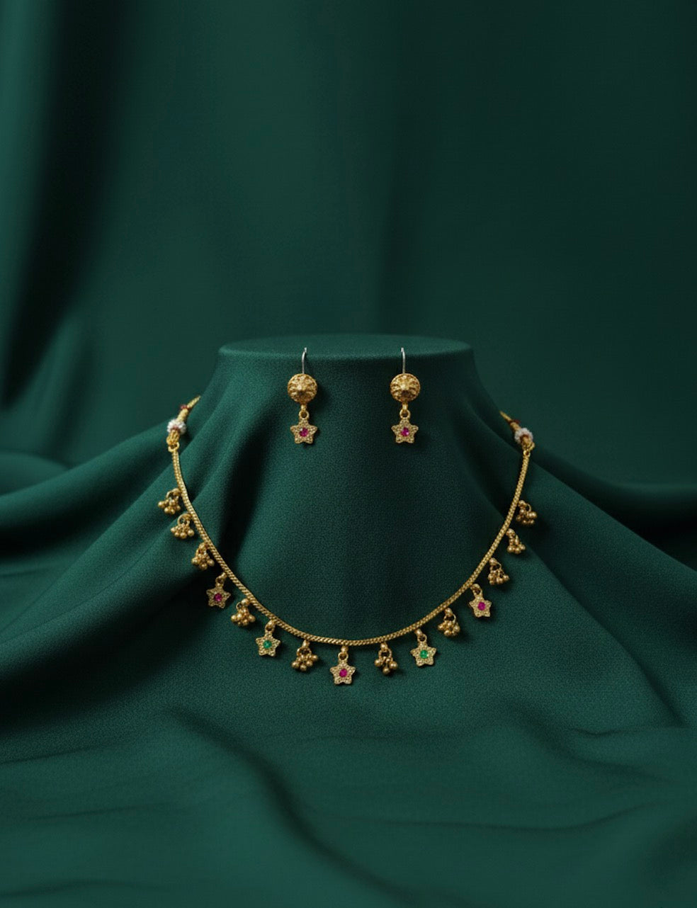 Gold Plated Trendy Design Necklace & Earrings