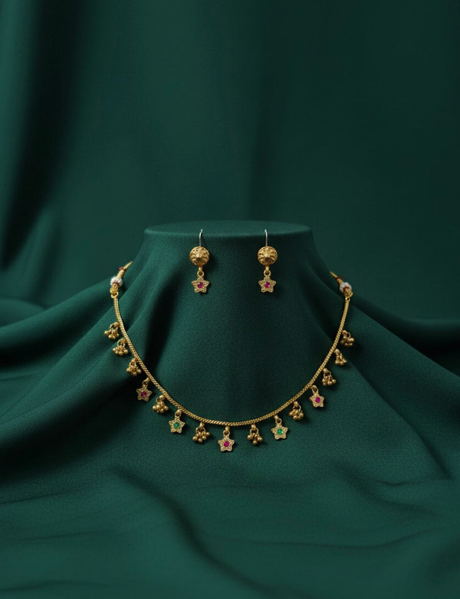 Gold Plated Trendy Design Necklace & Earrings