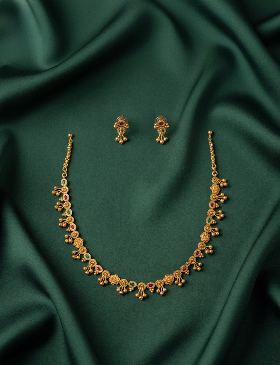 Gold Plated Trendy Design Necklace & Earrings