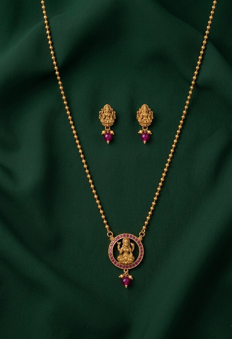Gold Plated Indo-western Design Necklace With Earrings