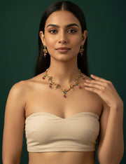 Gold Plated Hathi Design Treditional Necklace & Earrings