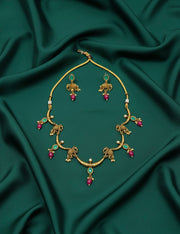Gold Plated Hathi Design Treditional Necklace & Earrings