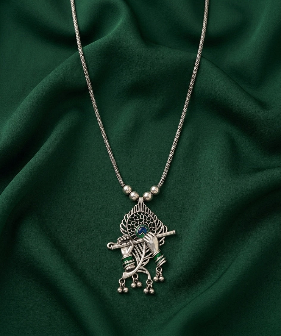 Silver Plated Antique Design Oxidized Necklace