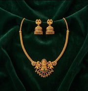 Gold Plated Indo-western Design Necklace With Jhumka