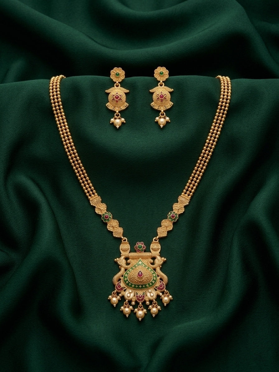Gold Plated Treditional Necklace & Earrings