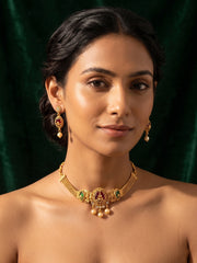 Gold Plated Treditional Necklace & Earrings